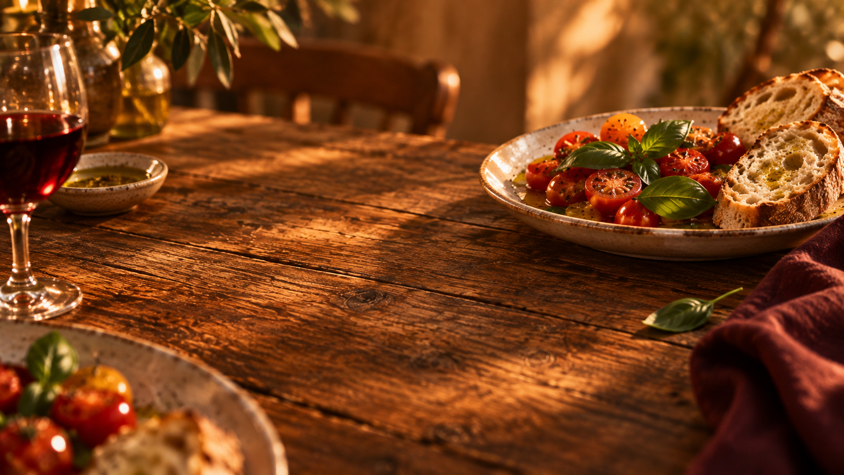 An inviting overhead view of a shared restaurant table. About or editorial section image.