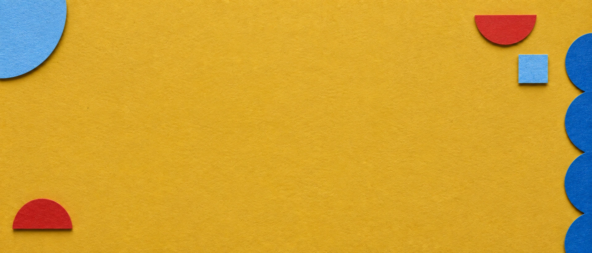 Playful paper forms with a warm butter-yellow palette. Darker section background.
