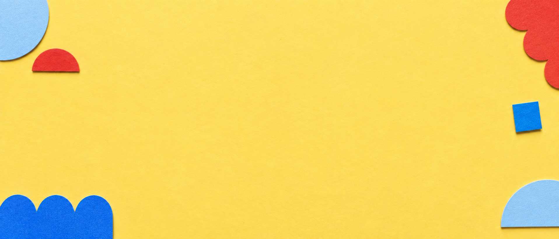 Playful paper forms with a warm butter-yellow palette. Closing CTA background.