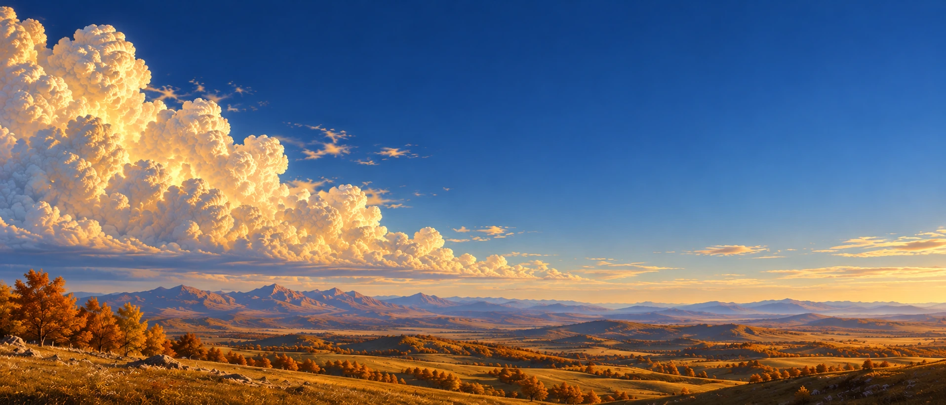 Dreamlike skies with a sunlit golden cloud. Alternate hero with copy on right.