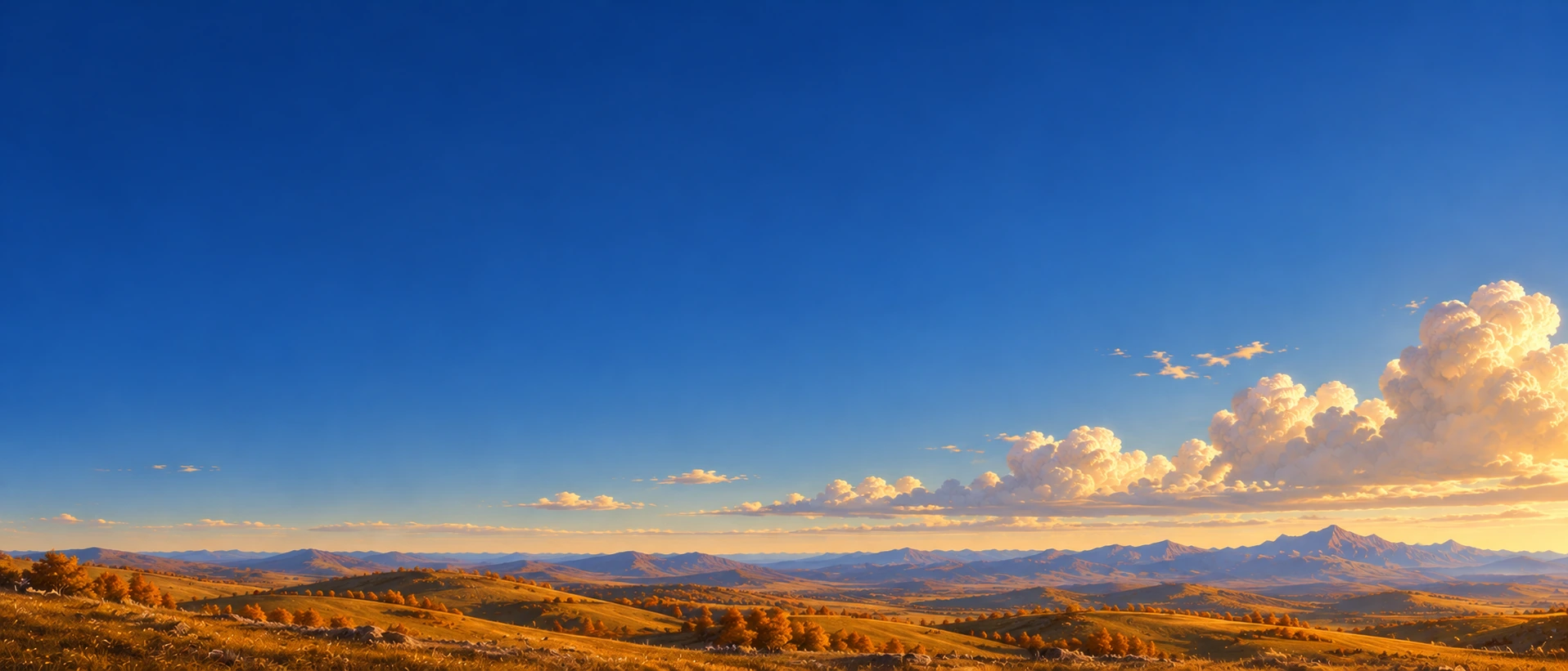 Dreamlike skies with a sunlit golden cloud. Low-detail section background or divider.