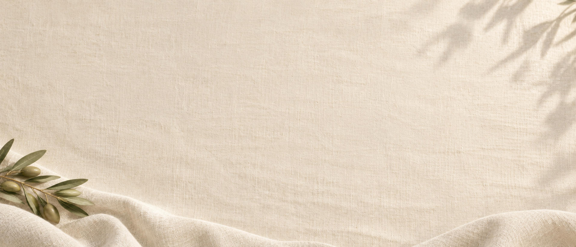 Soft linen folds and gentle olive morning light. Quiet divider or quote background.