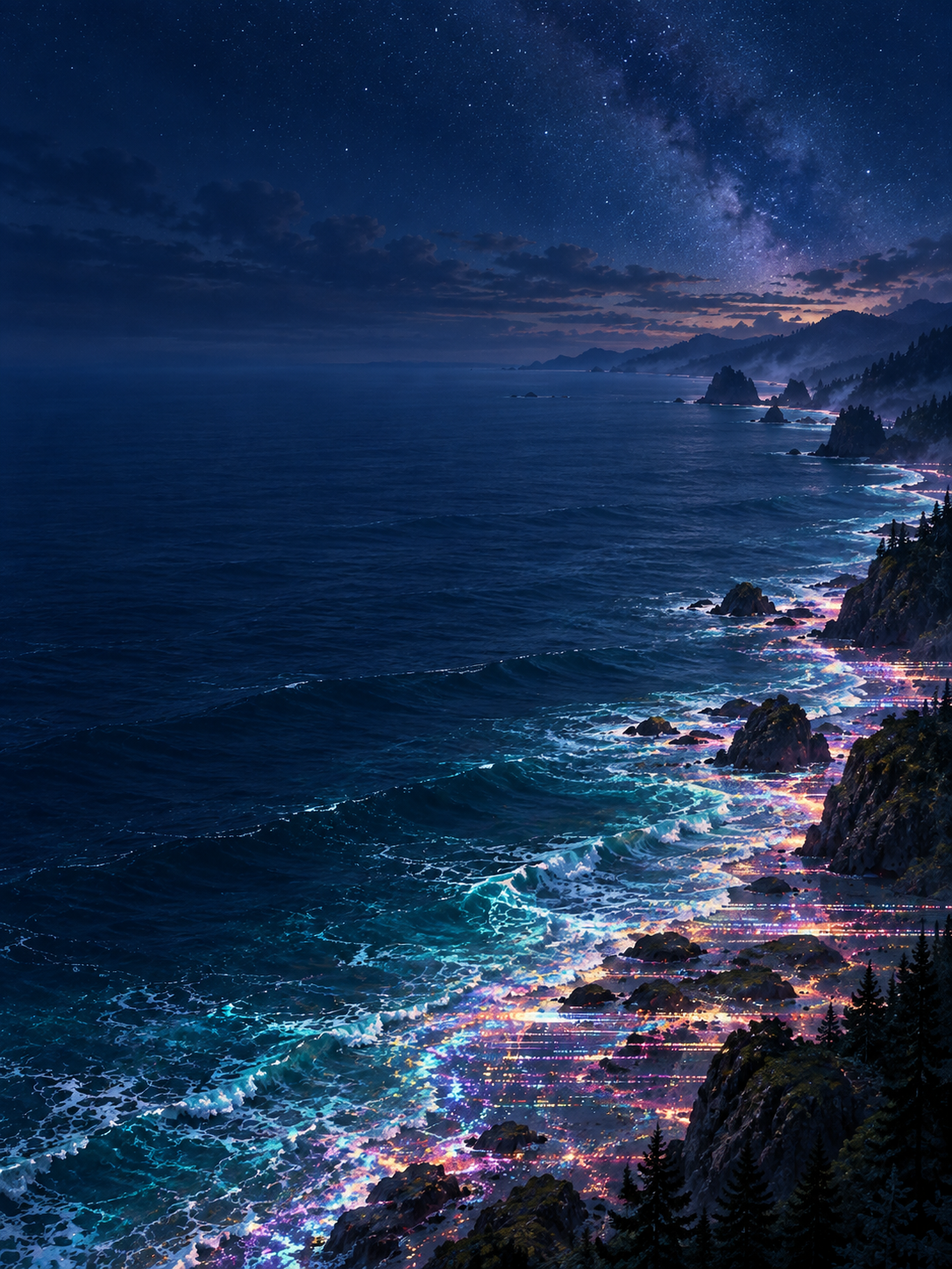 Flowing digital patterns with the rhythm of water. Mobile hero or tall editorial panel.