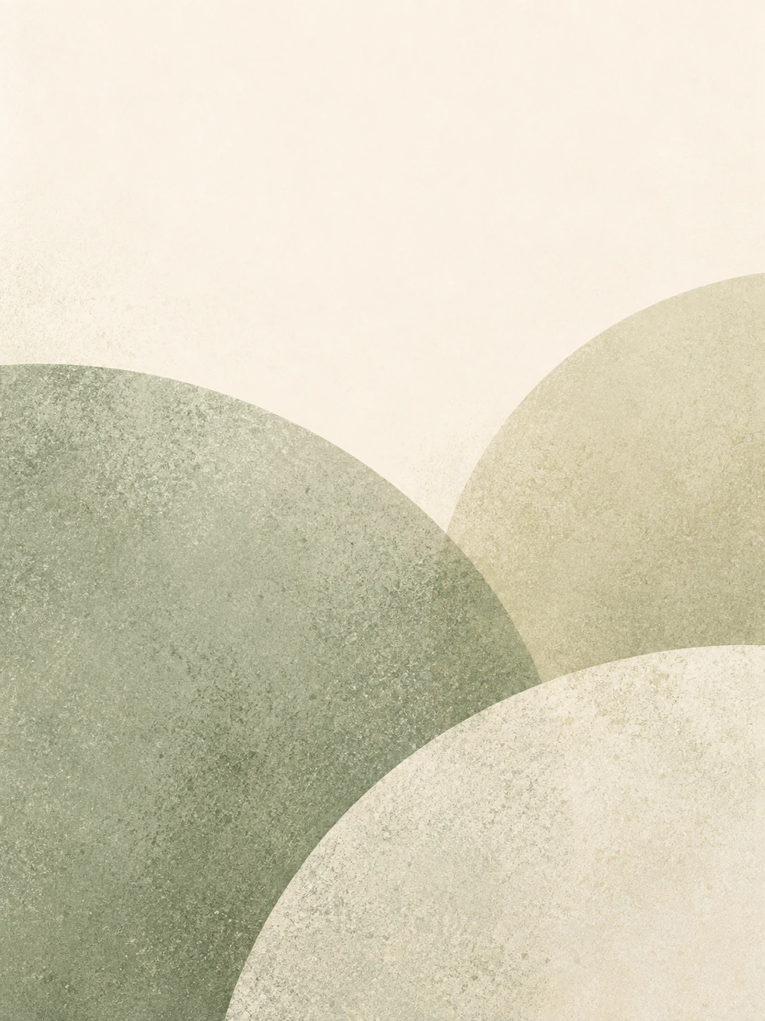 Soft sage and cream circles with a fine powder grain.