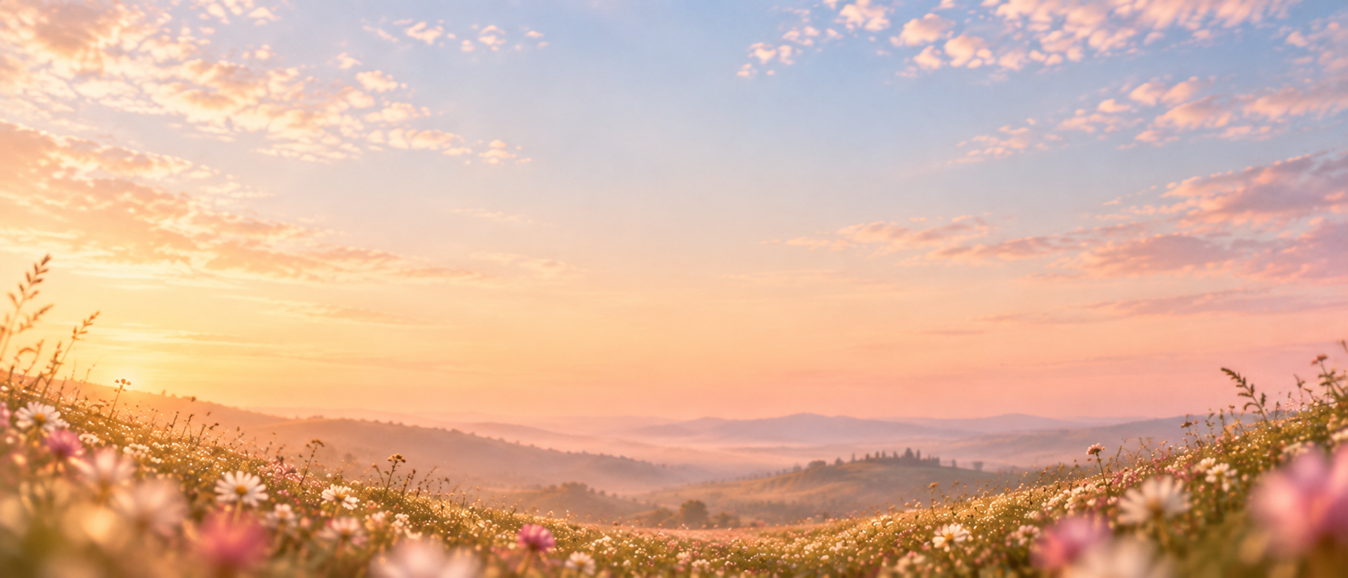 An open wildflower meadow with room to breathe. Closing call-to-action or signup section.