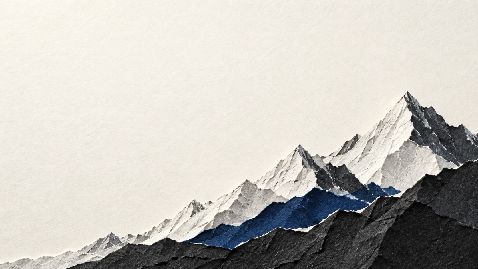 Layered paper mountain peaks in blue and white