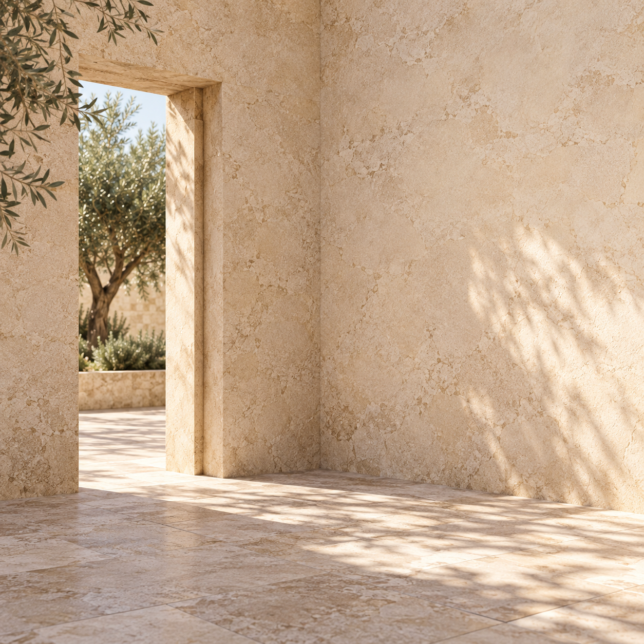 Sunlight, clean architectural lines and restful shadows. Service, journal or feature card.
