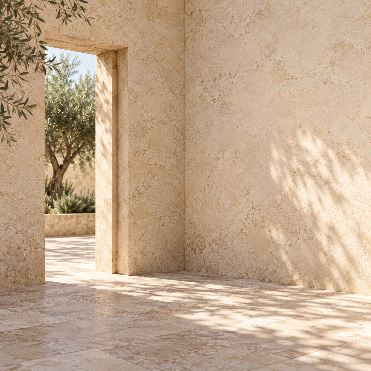 Sunlight, clean architectural lines and restful shadows. Service, journal or feature card.
